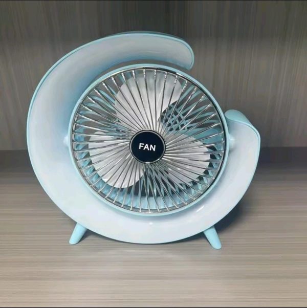 7 Color LED Atmosphere Mini USB Fan – Rechargeable, Quiet & Adjustable Table Fan (Portable)
