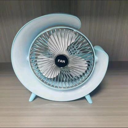 7 Color LED Atmosphere Mini USB Fan – Rechargeable, Quiet & Adjustable Table Fan (Portable)