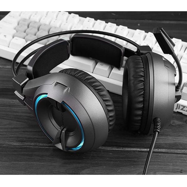 Senicc A6 USB Gaming Headset – Noise Cancelling Headphones with Mic & LED Lights (High Quality Sound)