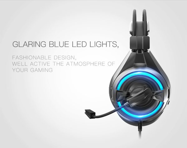 Senicc A6 USB Gaming Headset – Noise Cancelling Headphones with Mic & LED Lights (High Quality Sound)