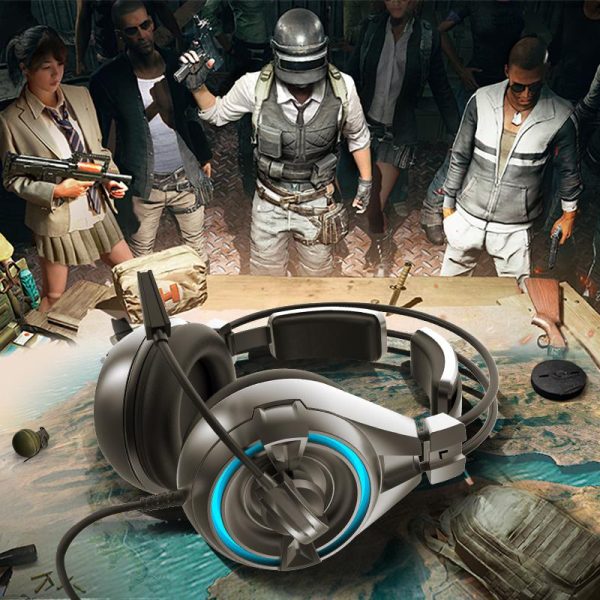 Senicc A6 USB Gaming Headset – Noise Cancelling Headphones with Mic & LED Lights (High Quality Sound)