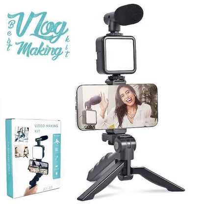 Vlogger Kit in Pakistan | Mobile Vlogging Kit with Microphone, LED Light, Tripod & Remote