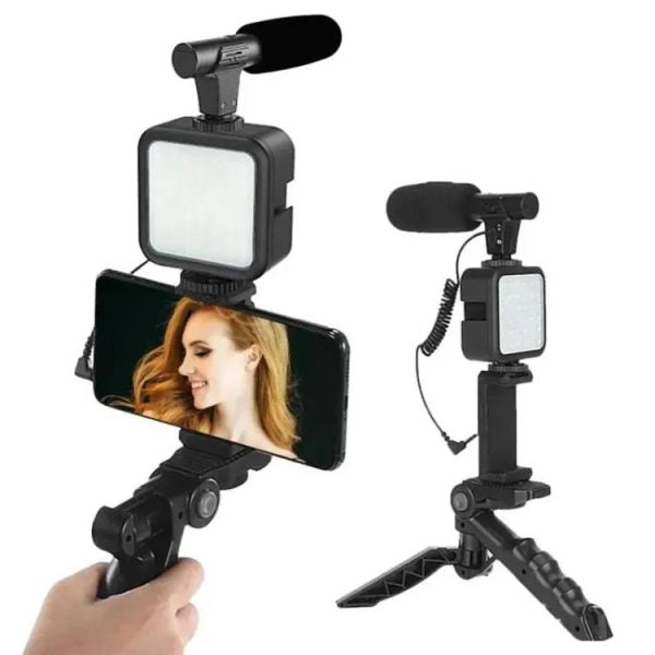 Vlogger Kit in Pakistan | Mobile Vlogging Kit with Microphone, LED Light, Tripod & Remote