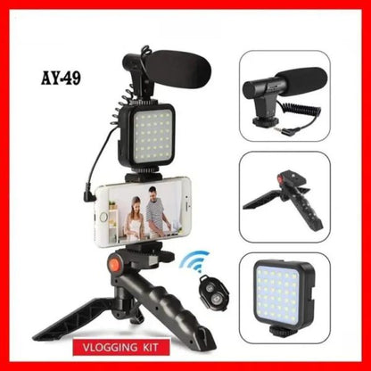 Vlogger Kit in Pakistan | Mobile Vlogging Kit with Microphone, LED Light, Tripod & Remote